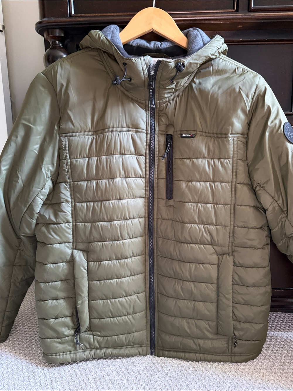 Gerry Men's Olive Quilted Hooded Puffer Jacket